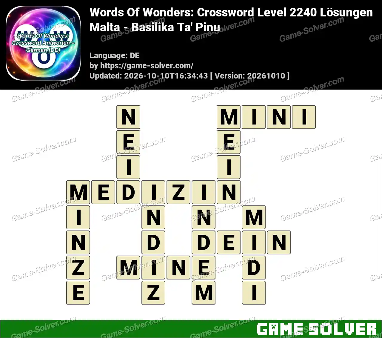 Words Of Wonders: Crossword Level 2240 Lösungen – Malta – Basilika Ta’ Pinu
